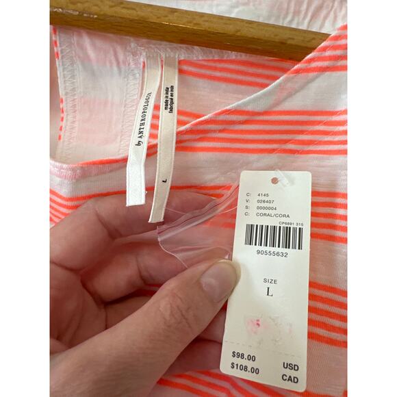 Anthropologie Coral White Striped Cutout Romper NWT Size Large - Picture 8 of 9